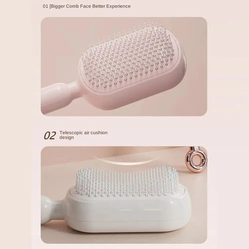 Brosse massage à coussin d’air – Démêlage doux & cuir chevelu stimulé