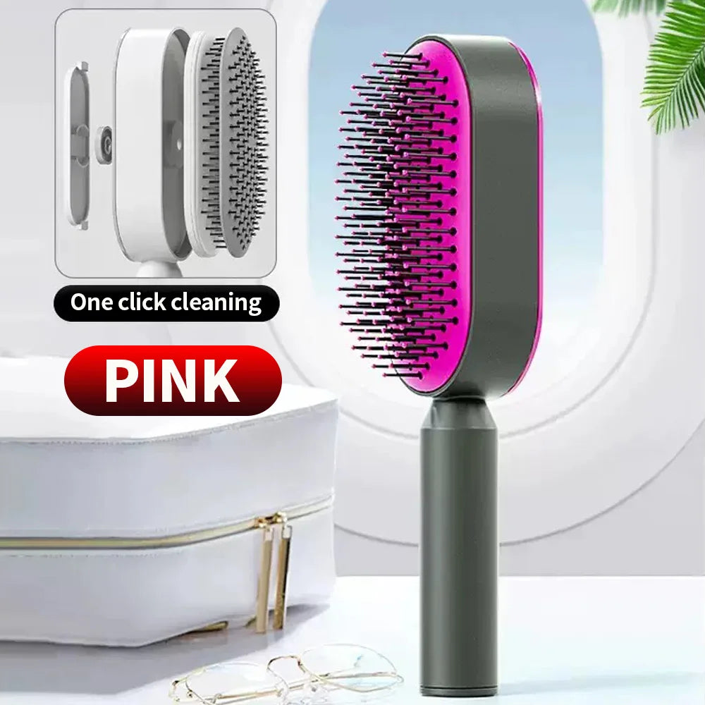 Brosse démêlante autonettoyante à coussin d’air – Effet massage & anti-casse