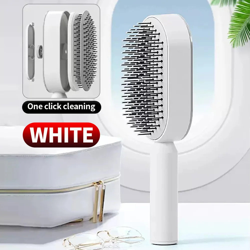 Brosse démêlante autonettoyante à coussin d’air – Effet massage & anti-casse